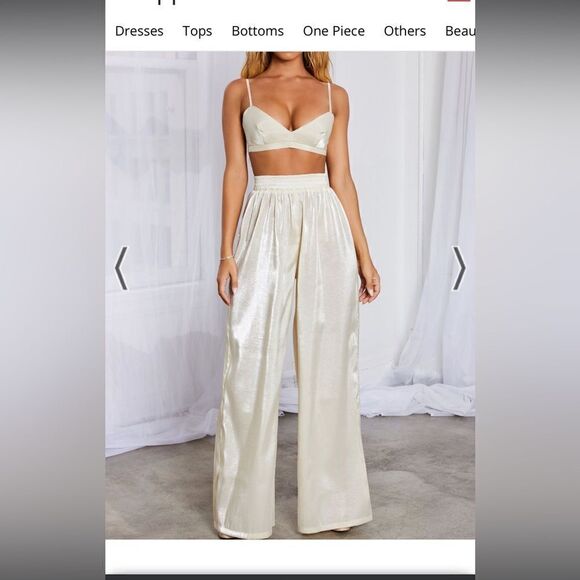 Nwt Babyboo Aurora wide leg pants in champagne color. - Picture 1 of 14